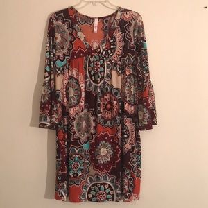 Damask Print Dress